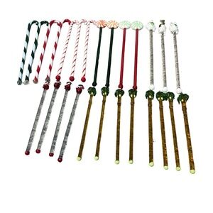 Vintage‎ Holiday Themed Blown Glass Swizzle Sticks, Set of 26